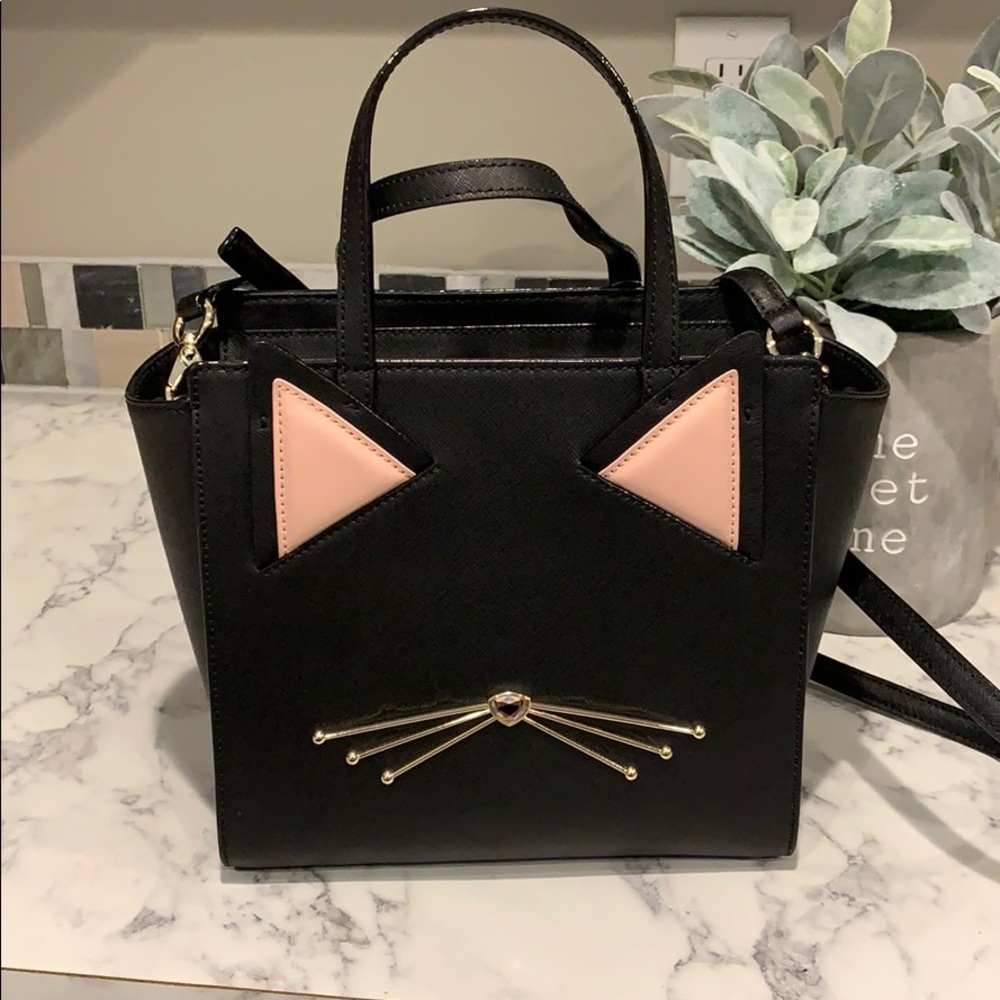 kate spade Black Crossbody Bag with Pink Ear Accents